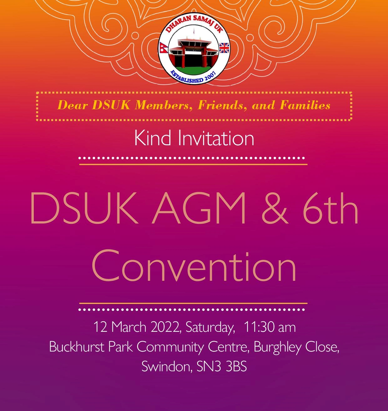 Kind Invitation for DSUK AGM-2022